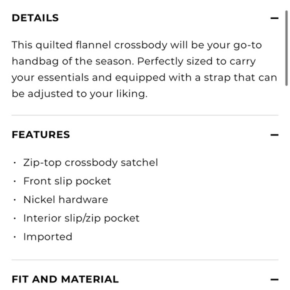 NEW Talbots Quilted Flannel Crossbody Satchel - Picture 6 of 7